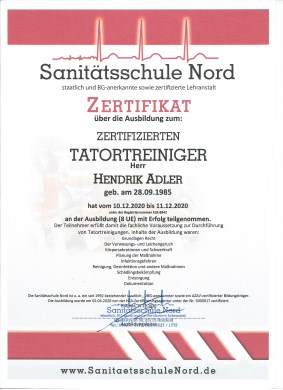 Zertifikat-Tatortreiniger